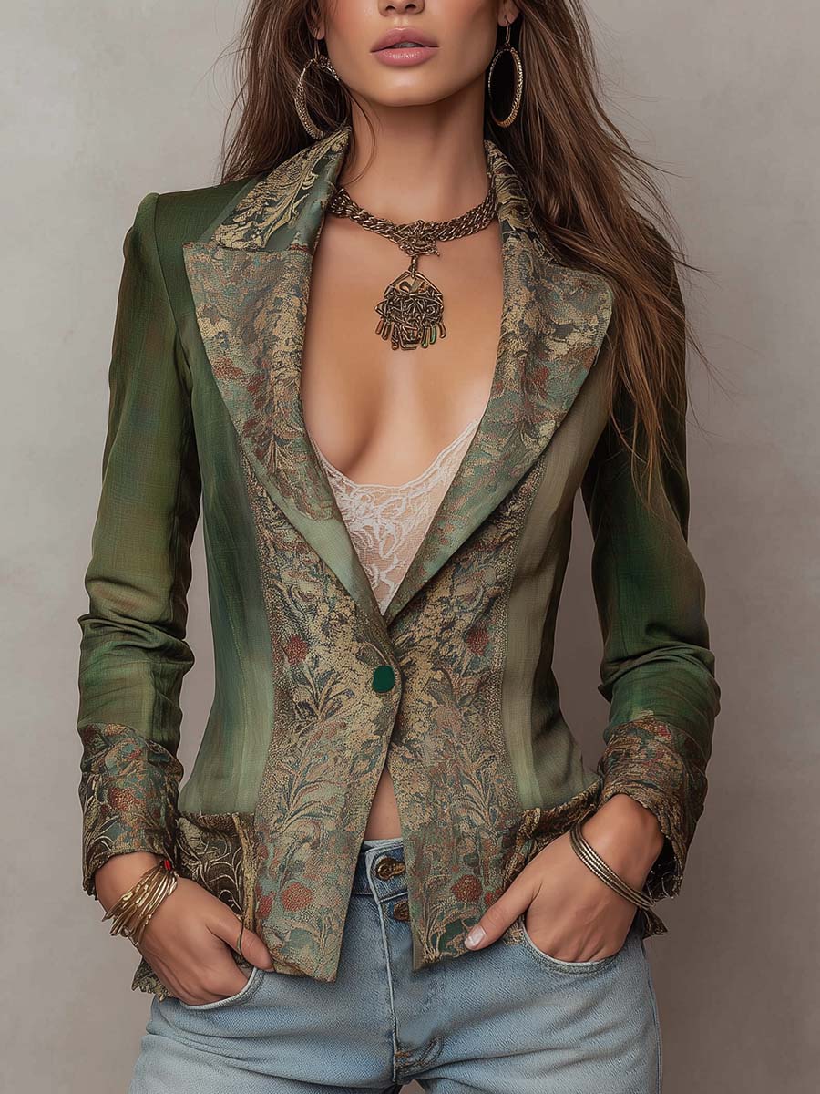 EVA | Blazer Entallado con Estampado Floral Vintage
