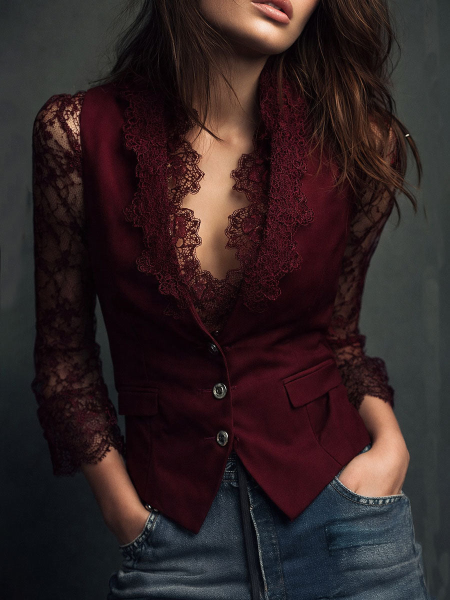 TERESA | Blazer con Mangas Semitransparentes