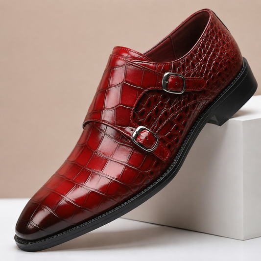 HÉCTOR | Zapatos de Doble Hebilla Efecto Cocodrilo