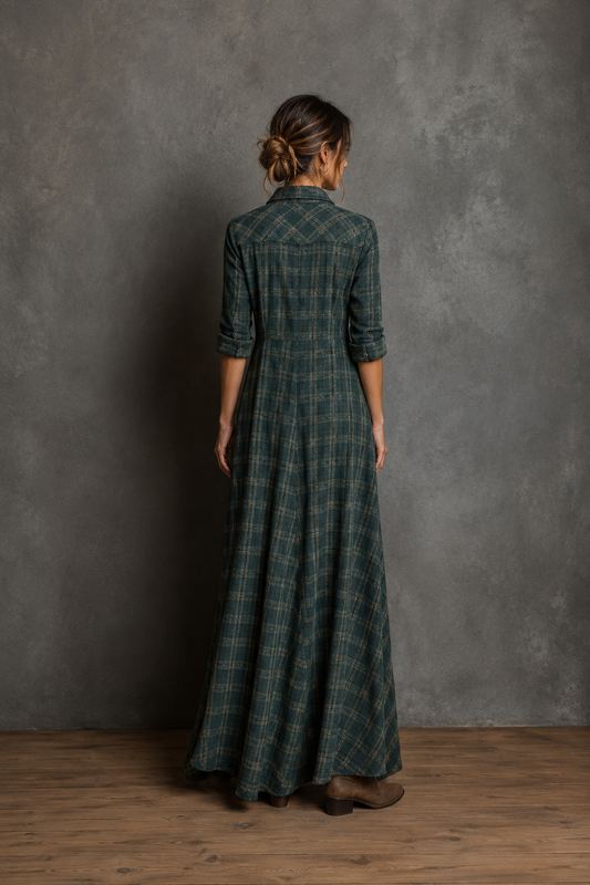 CARMEN | Vestido camisero maxi de cuadros