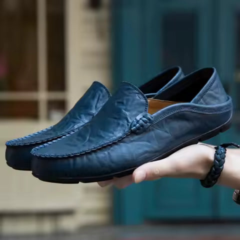 GERARDO - Mocasín de ante azul marino para hombre