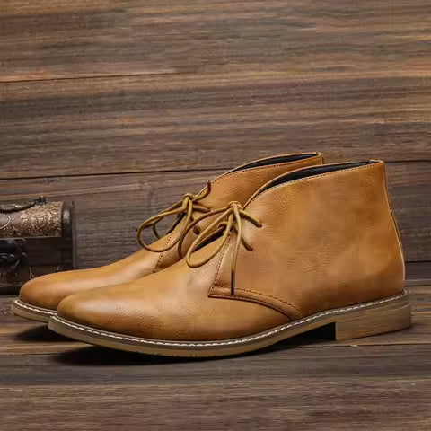 Botines de cuero clásicos marrón oscuro para hombre