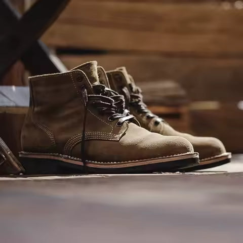 Botas de trabajo de cuero marrón para hombre