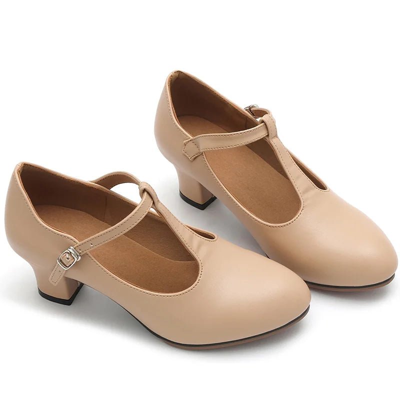 EMMA - Zapatos de Baile con Correa en T Marrones