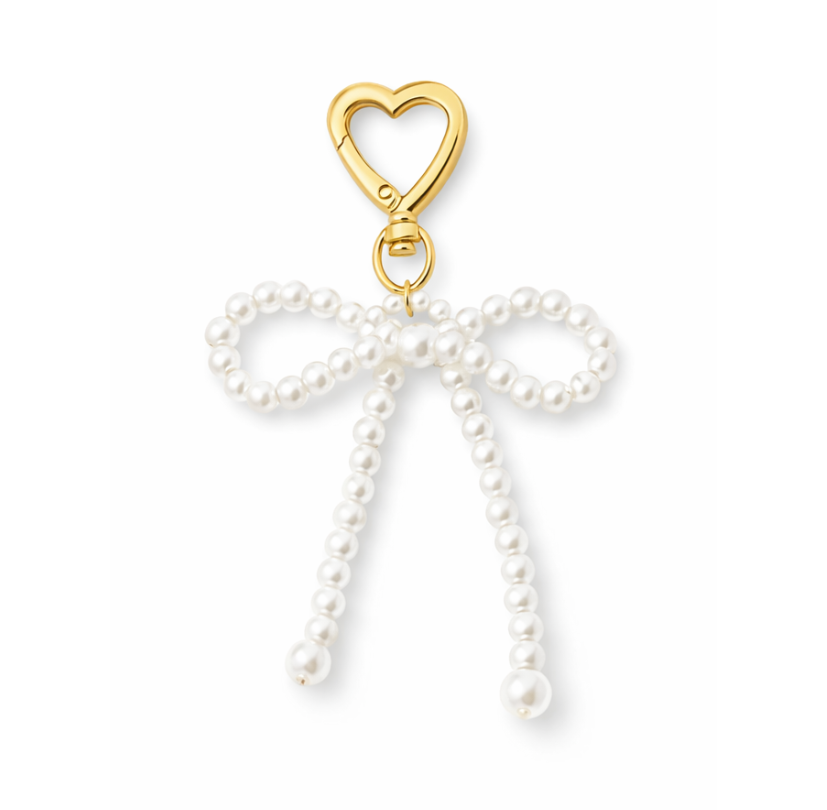PEARL BOW | Charm de bolso elegante en aspecto dorado