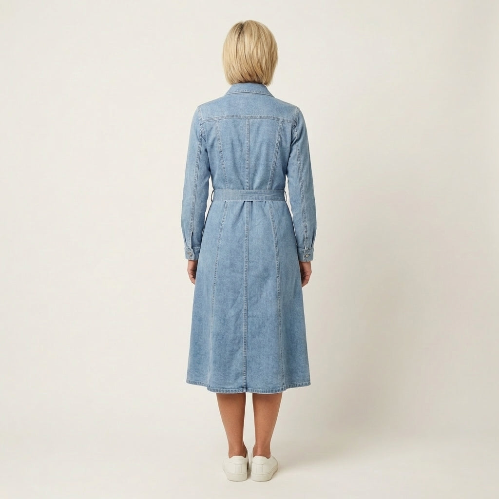 Maribell | Vestido Maxi de Denim de Manga Larga