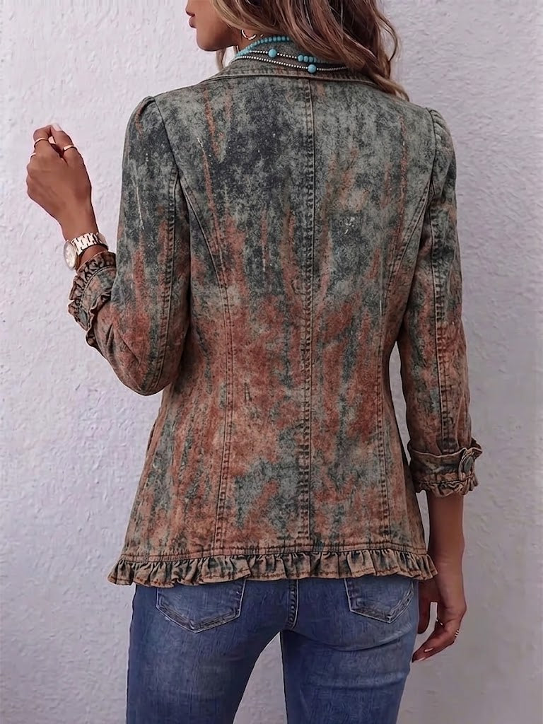 VICENTA | Chaqueta Degradada Texturizada con Volantes