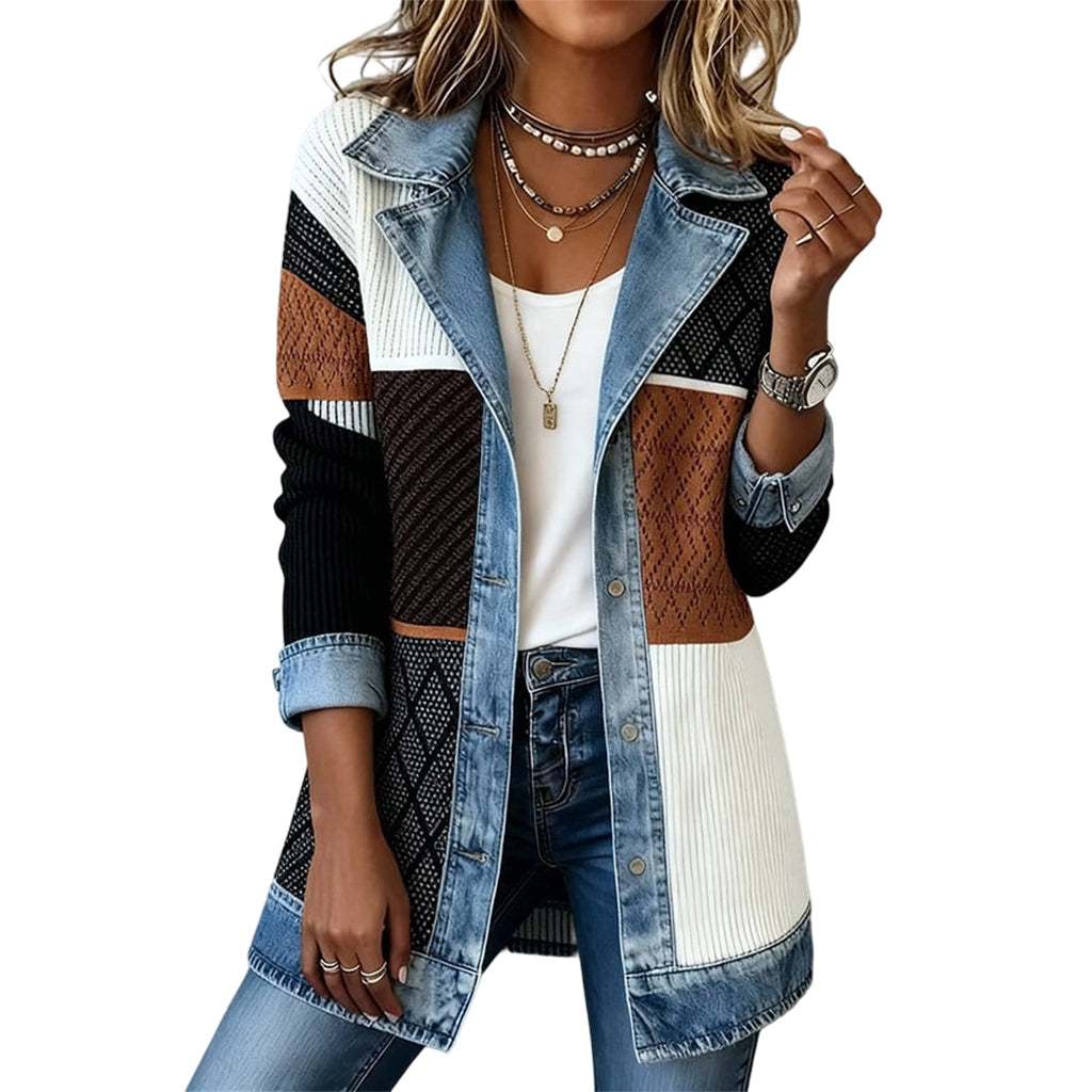 ALBA | Chaqueta Vaquera Multicolor con Punto Acanalado