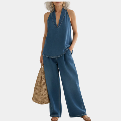 Ivy | Conjunto a Juego de Denim Efecto Vintage Suave