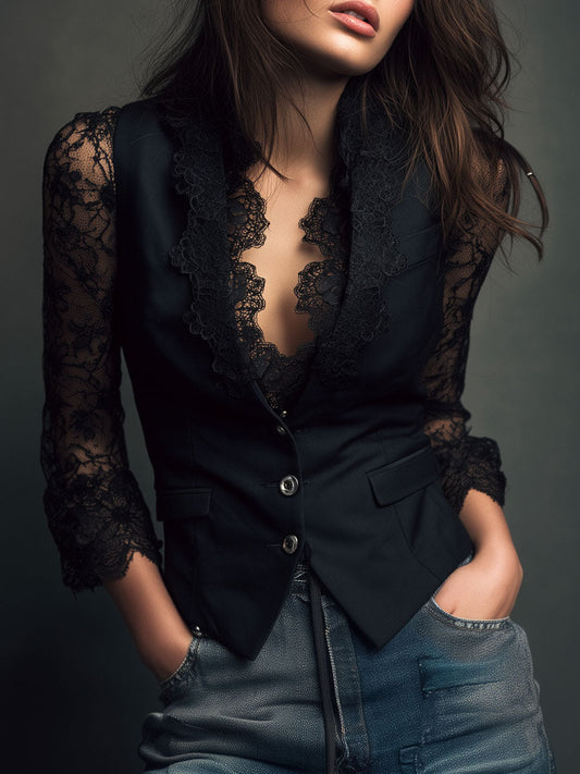 TERESA | Blazer con Mangas Semitransparentes
