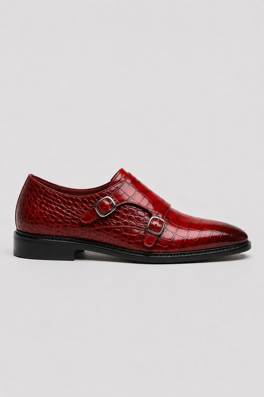 HÉCTOR | Zapatos de Doble Hebilla Efecto Cocodrilo