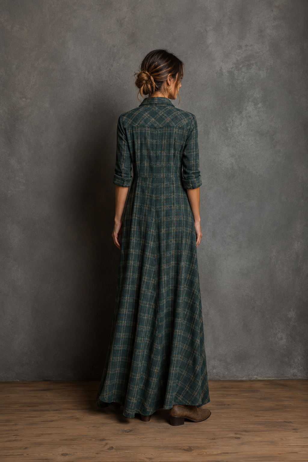 CARMEN | Vestido camisero maxi de cuadros