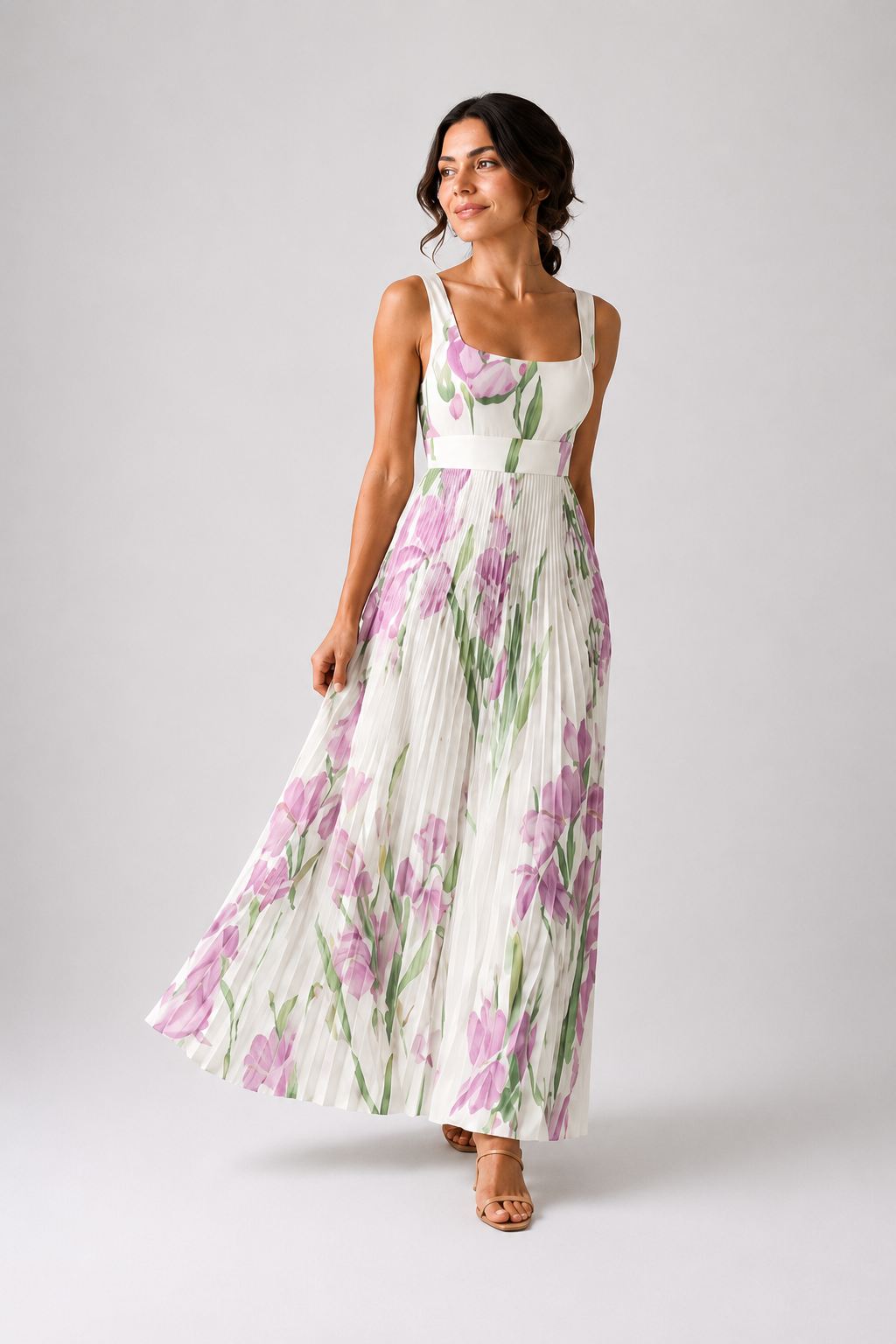 ORIAH | Vestido largo floral en línea A