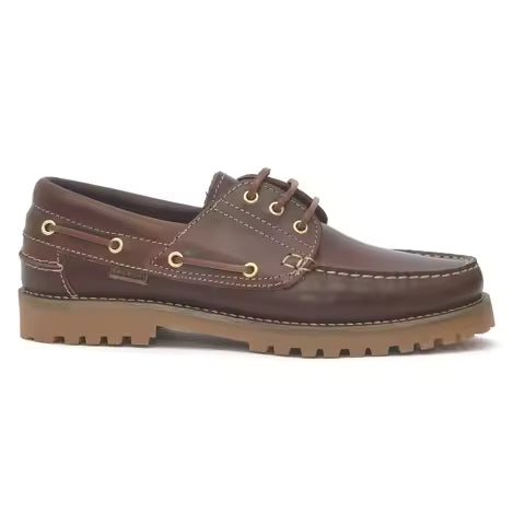 ERNESTO - Zapato náutico de cuero marrón clásico para hombre