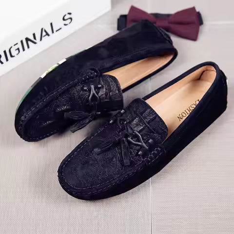 ELOY - Mocasín de ante negro con borla para hombre