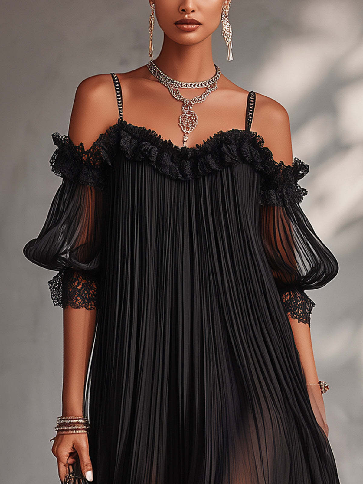 Aurora | Vestido Largo de Chiffon con Cuello en V
