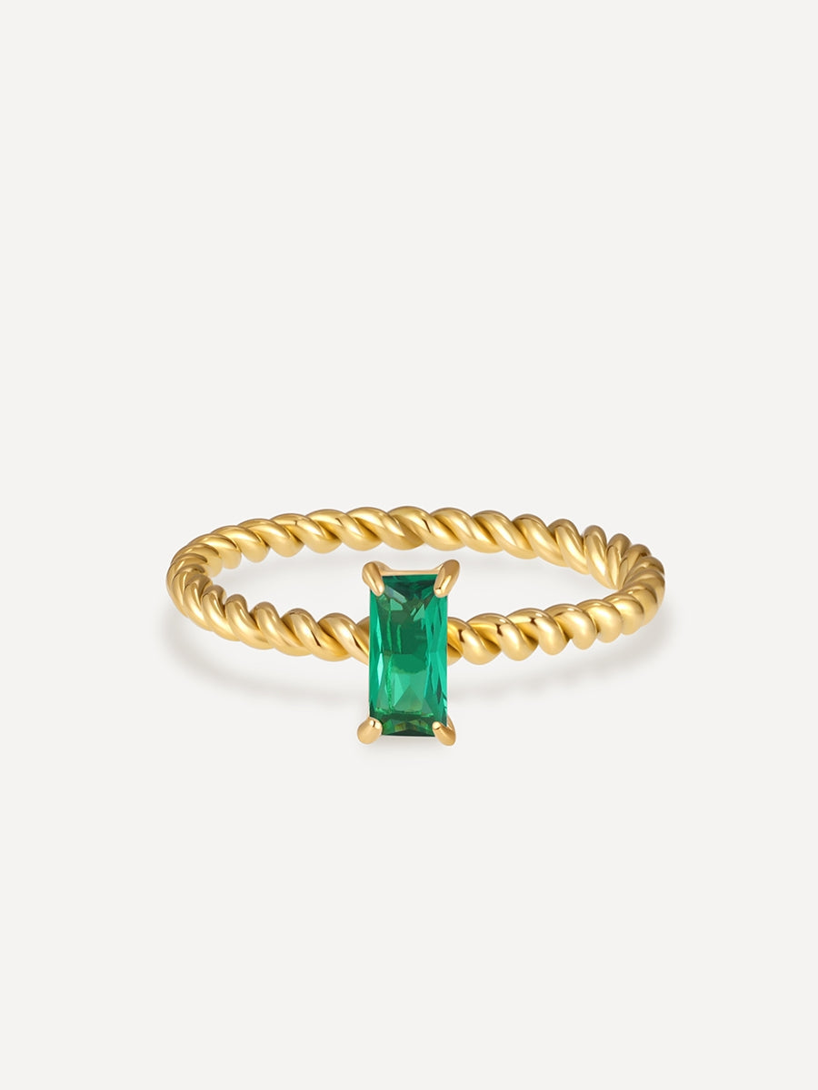 Anillo Espiral Verde Elegante