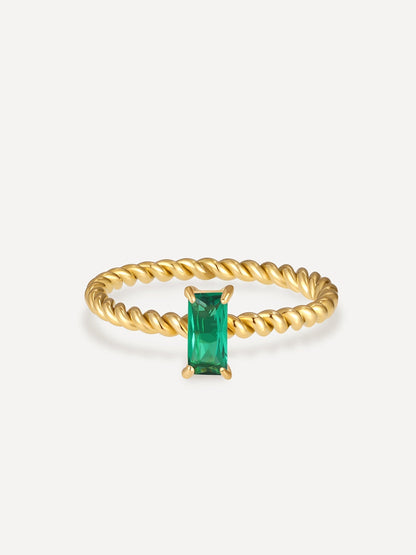 Anillo Espiral Verde Elegante