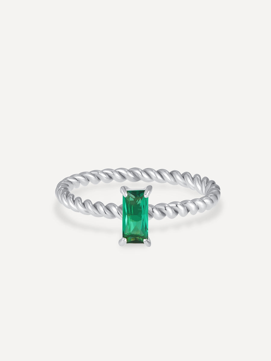 Anillo Espiral Verde Elegante