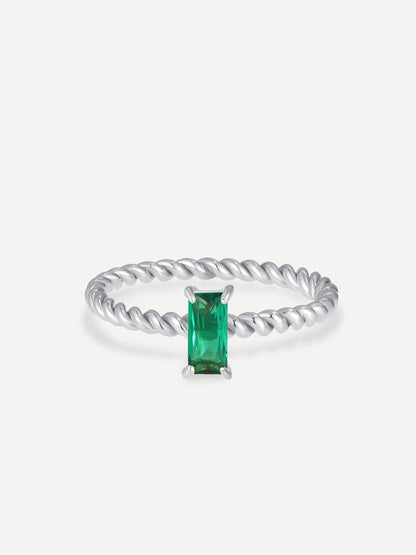 Anillo Espiral Verde Elegante