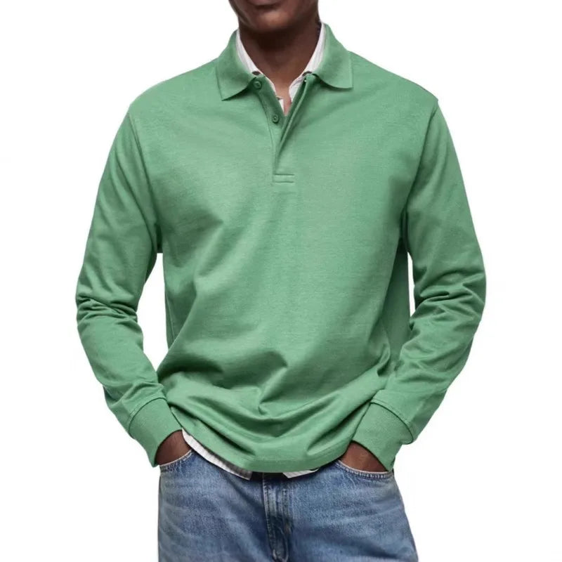 DEREK | Camisa casual de manga larga con cuello abotonado