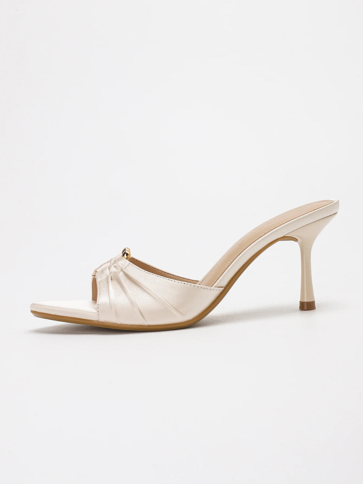 BEATRIZ - Sandalias de Tacón de Aguja con Hebilla Metálica Albaricoque