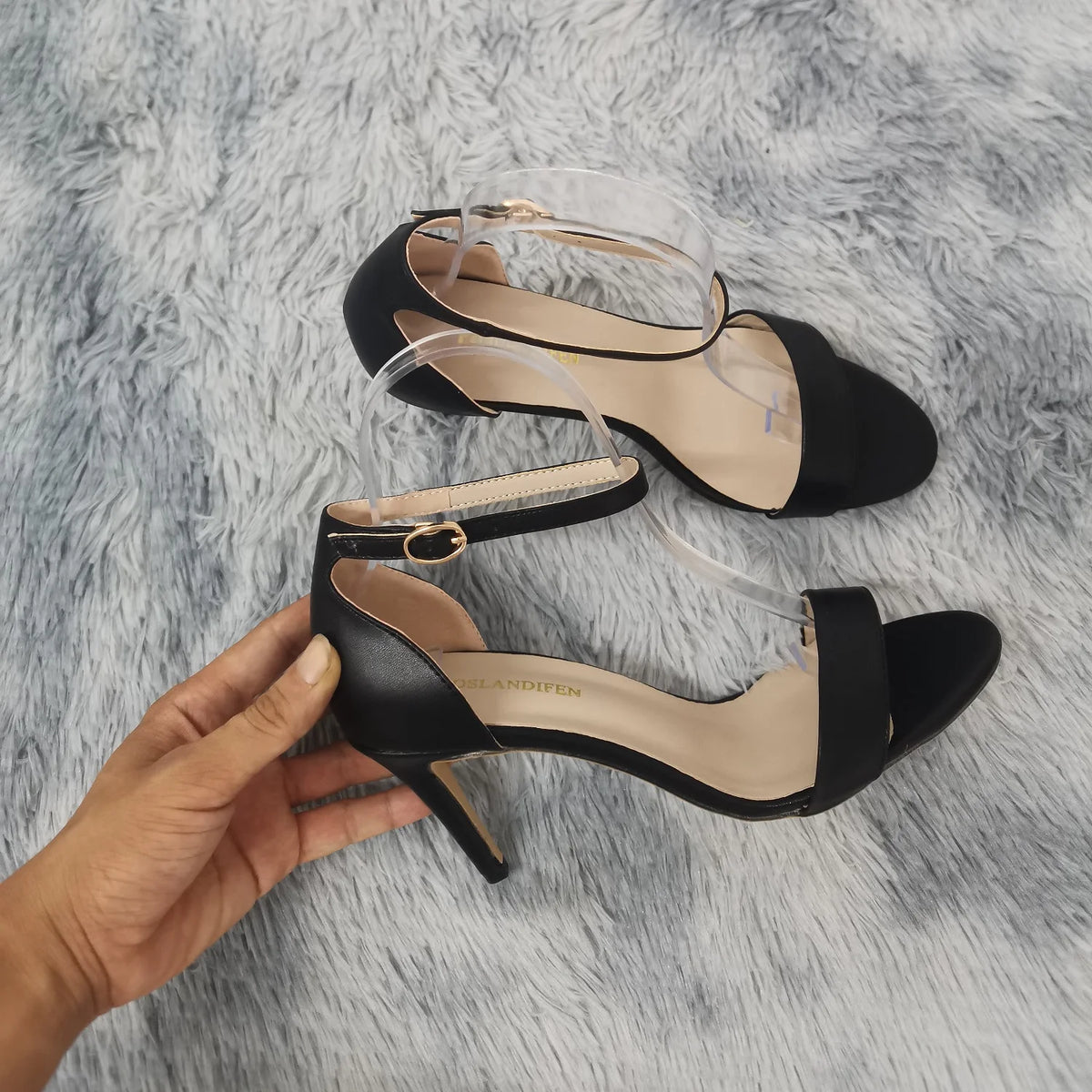 YOLANDA - Sandalias de Tacón Alto con Hebilla Negras