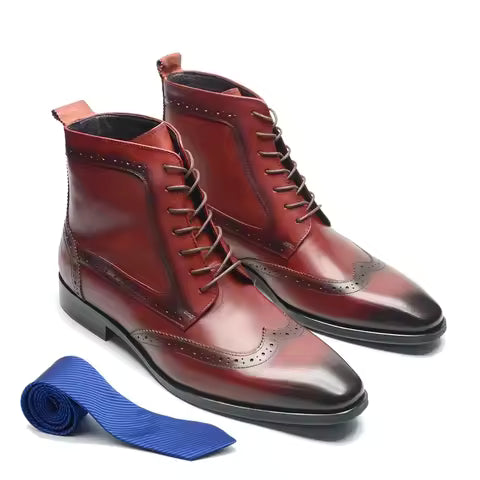 Botines de cuero marrón clásicos para hombre