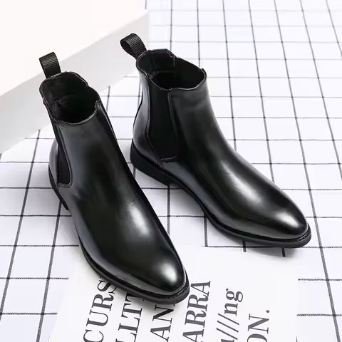 Botines Chelsea de cuero marrón para hombre