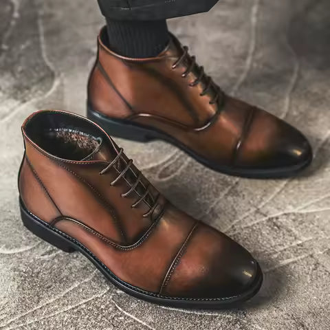 Botines de cuero grueso resistente para hombre
