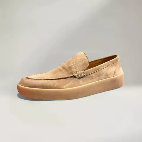 MIGUEL - Mocasín de ante marrón claro para hombre