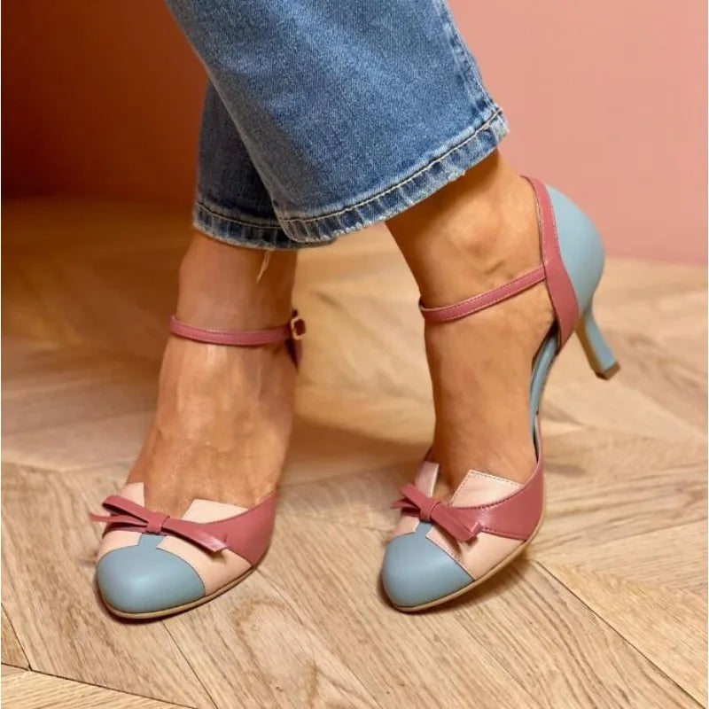 MARINA - Zapatos de tacón T-strap azul celeste