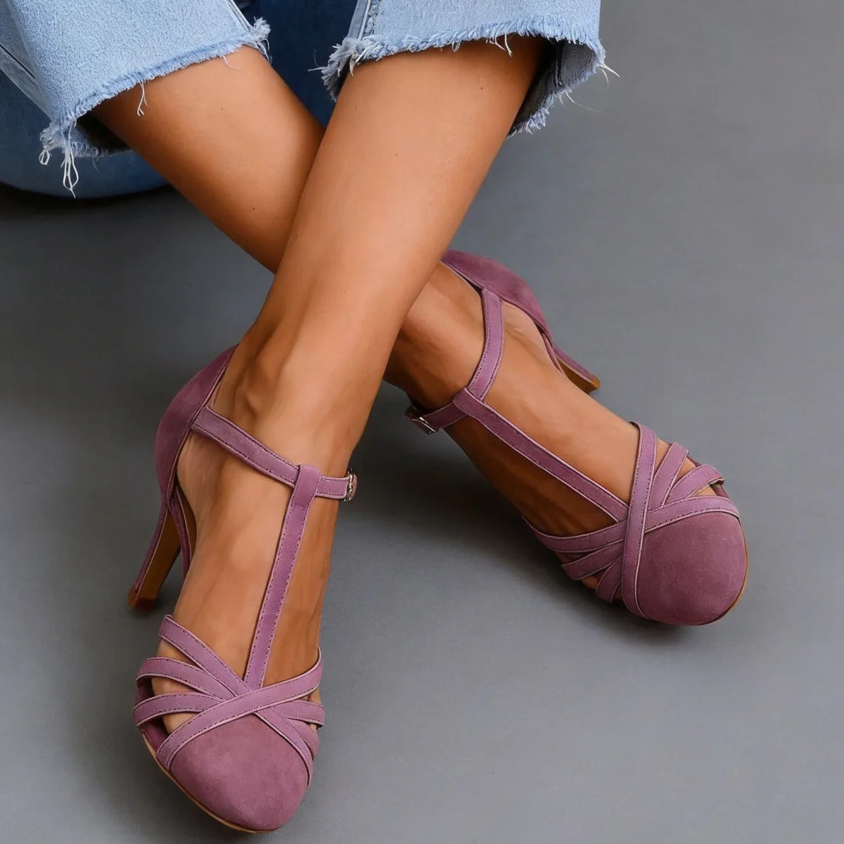 VEGA - Zapatos de tacón T-strap ciruela