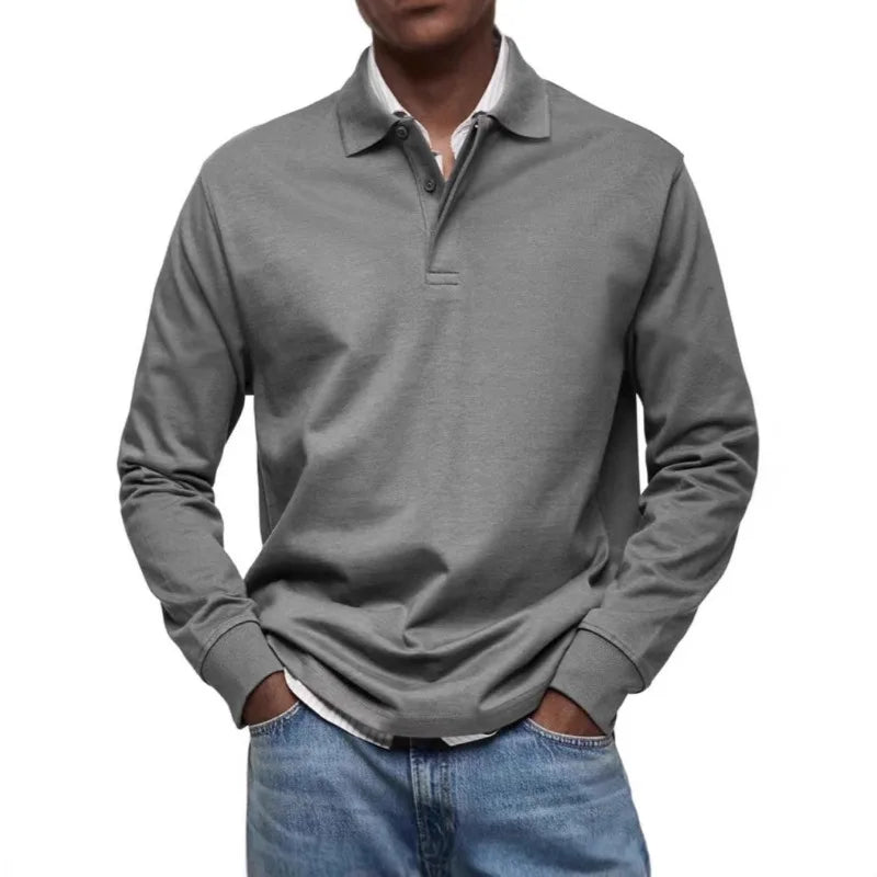 DEREK | Camisa casual de manga larga con cuello abotonado