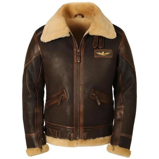 ADRIAN | Chaqueta de cuero gruesa con solapa y bolsillos