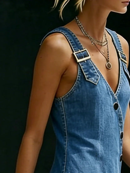 Vera | Vestido Largo de Denim con Botones