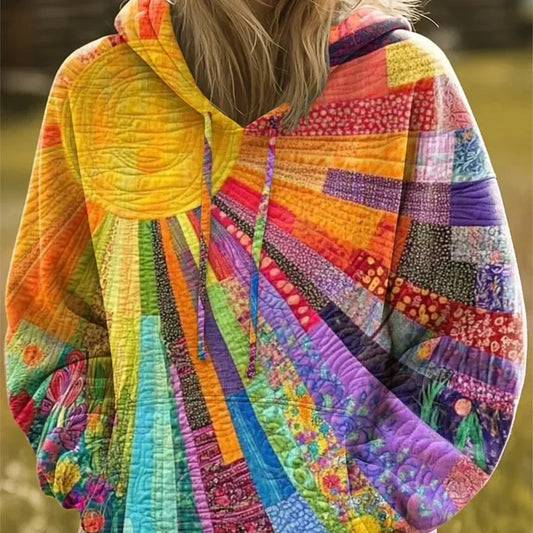 aurora sudadera patchwork multicolor con capucha