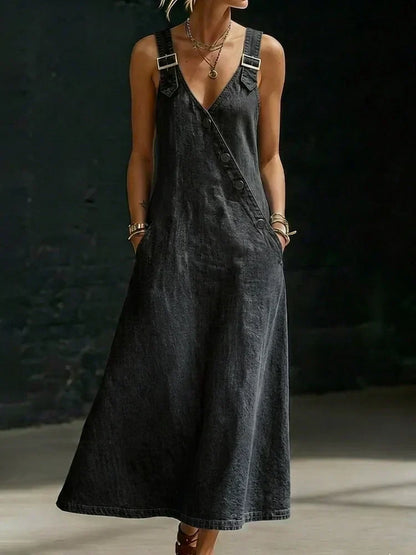 Vera | Vestido Largo de Denim con Botones