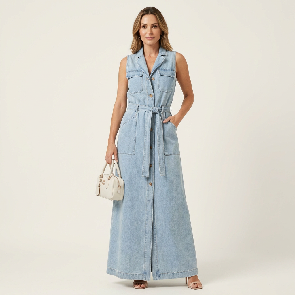 Georgina | Vestido Maxi de Denim