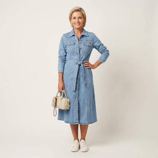 Maribell | Vestido Maxi de Denim de Manga Larga