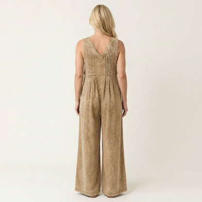 Griselda | Mono de Denim de Pierna Ancha Plisado