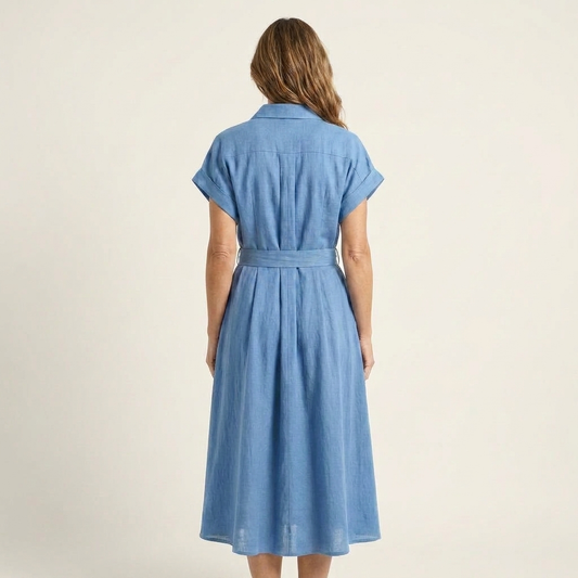 Melody | Vestido Midi Vaquero con Botones y Cinturón