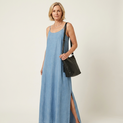 Azure | Vestido Maxi de Denim con Abertura Lateral