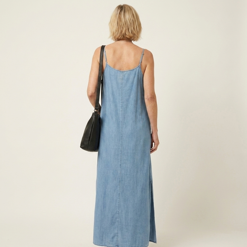 Azure | Vestido Maxi de Denim con Abertura Lateral