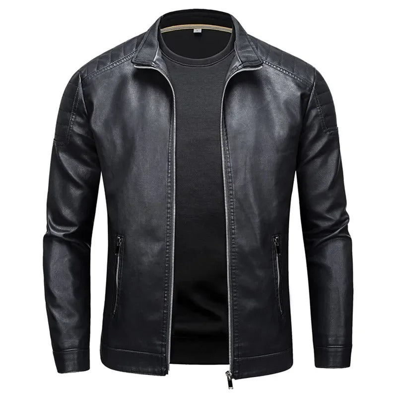 Alberto | Chaqueta de Piel con Cuello Alto