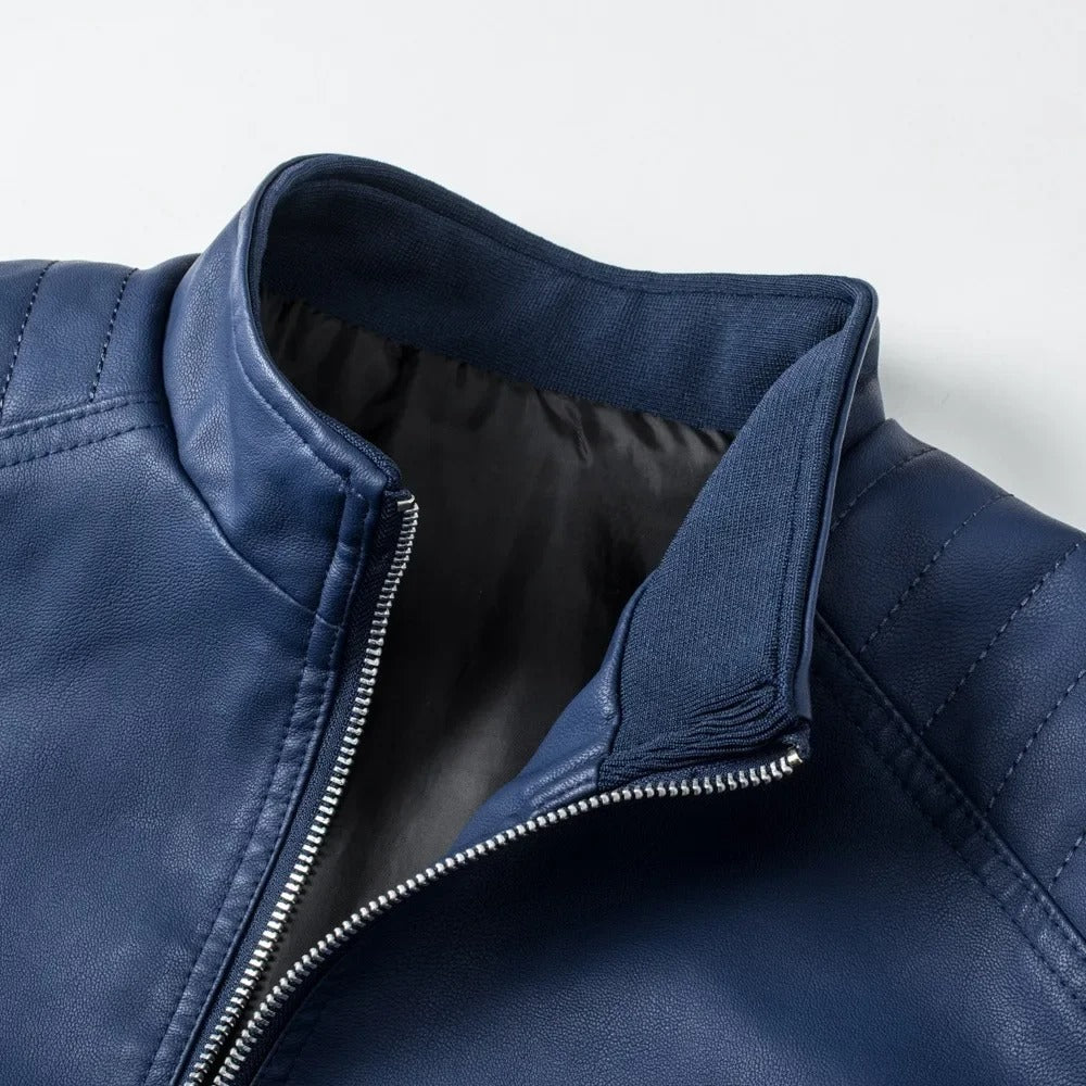 Alberto | Chaqueta de Piel con Cuello Alto
