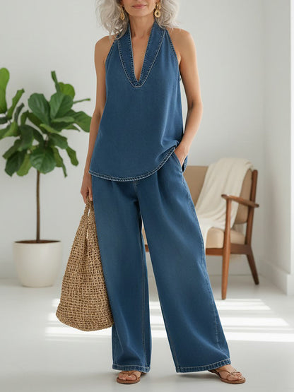 Ivy | Conjunto a Juego de Denim Efecto Vintage Suave