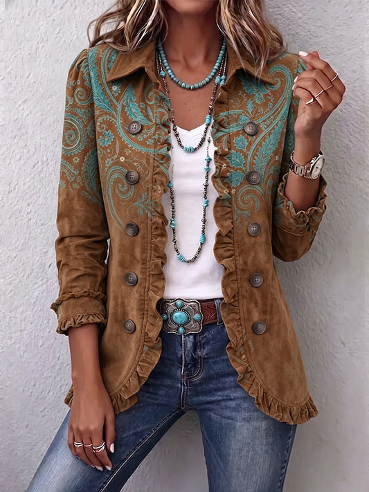 CLARA | Chaqueta Estampado Cachemira con Volantes