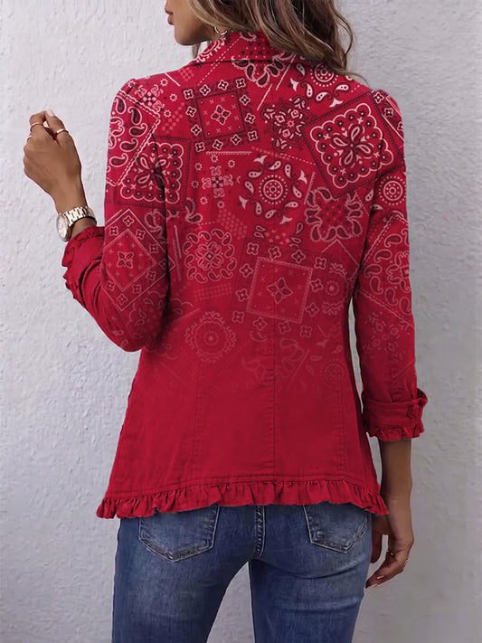 SANDRA | Chaqueta Estampado Cachemira Degradado con Volantes